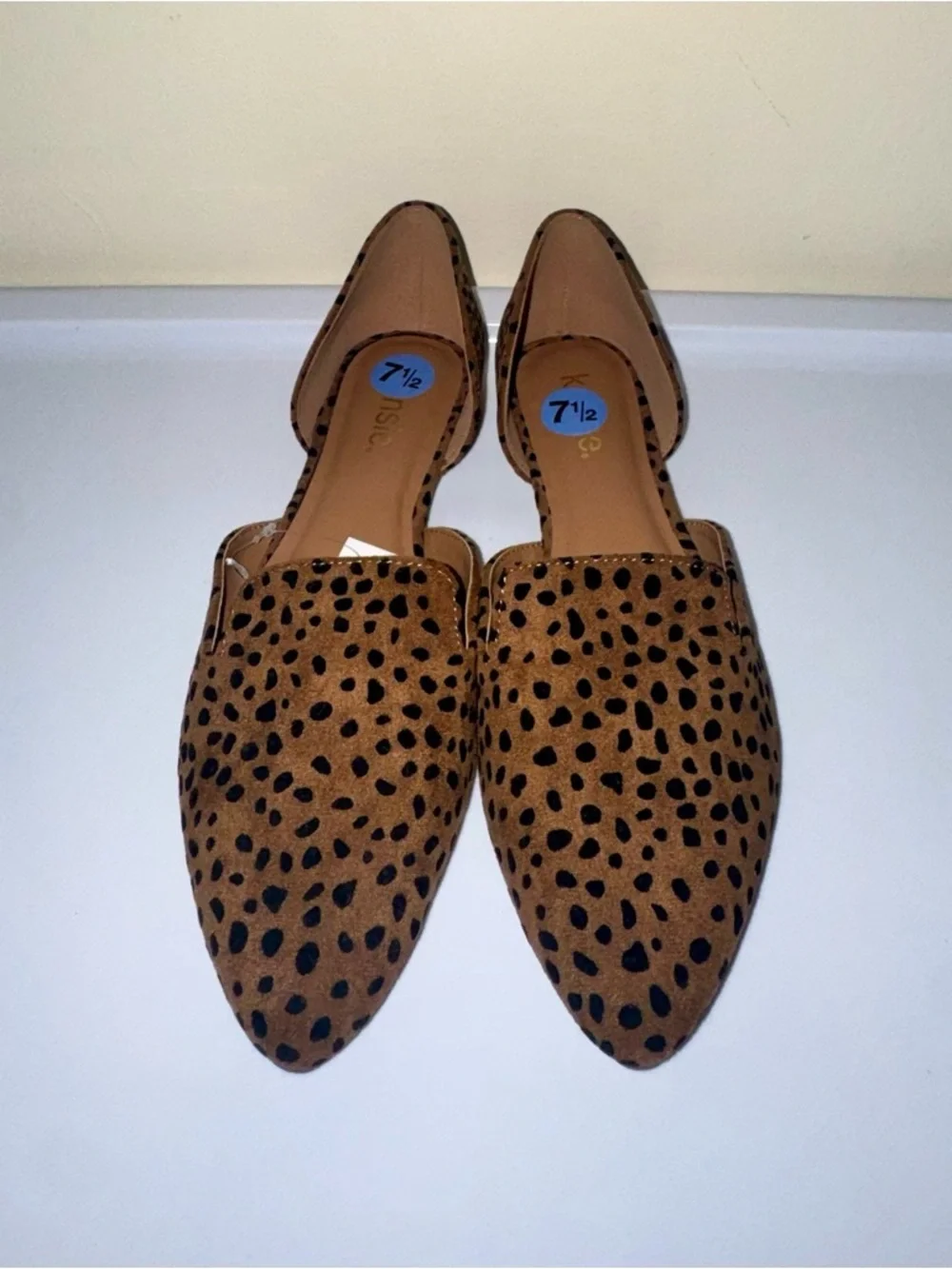 NWT Kensie Leopard Print Pointed D'Orsay Flats Brown/Black - Picture 2 of 10